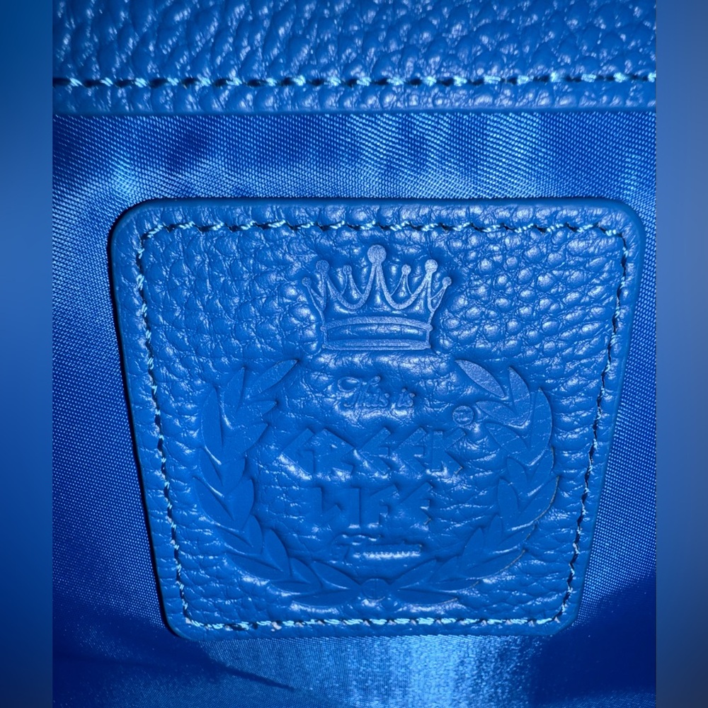New Tauntus Greek Life a Zeta Phi Beta Sorority (ΖΦΒ) Blue & White Leather Tote - Picture 6 of 7